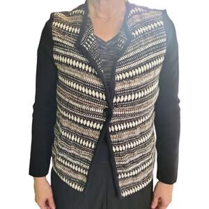 Chico’s Metallic 3D Knit Tribal Stripe Cardigan Sweater S Preppy Old Money